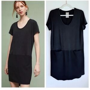 Anthropologie Dolan Left Coast Collection Black Mixed Media Shift Dress, Small